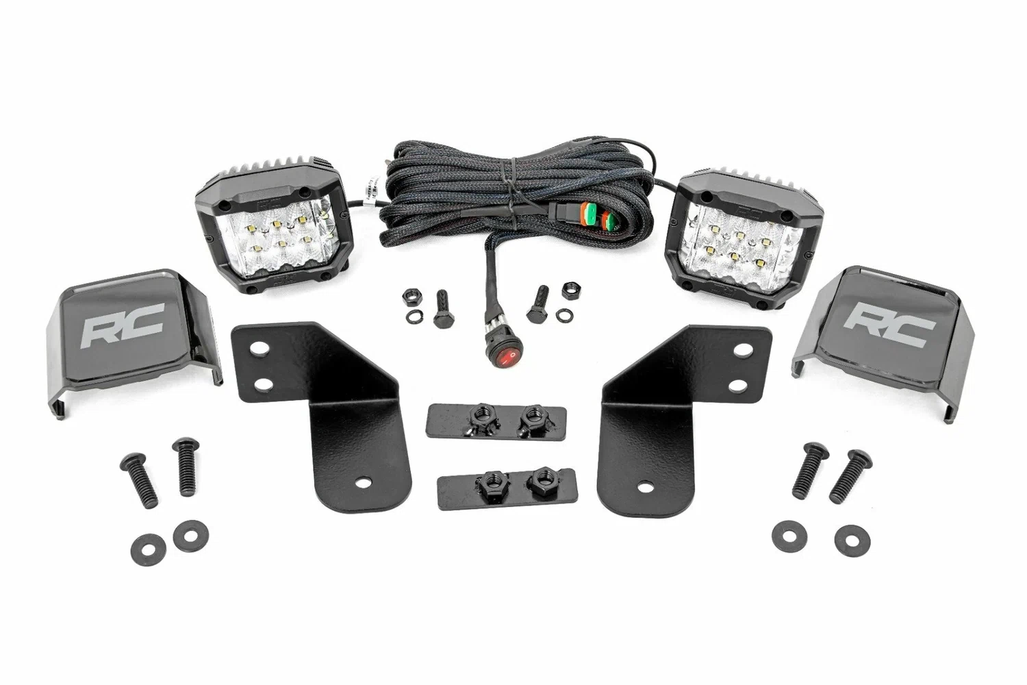 Fits Polaris Ranger 1000 LED Light RR Cage Mount 2_ Chrome Pair Wide Angle 93144